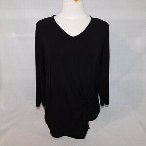 Joseph Ribkoff Knot Front Asymmetric Hem 3/4 Sleeve Top 193138 Black Womens 12